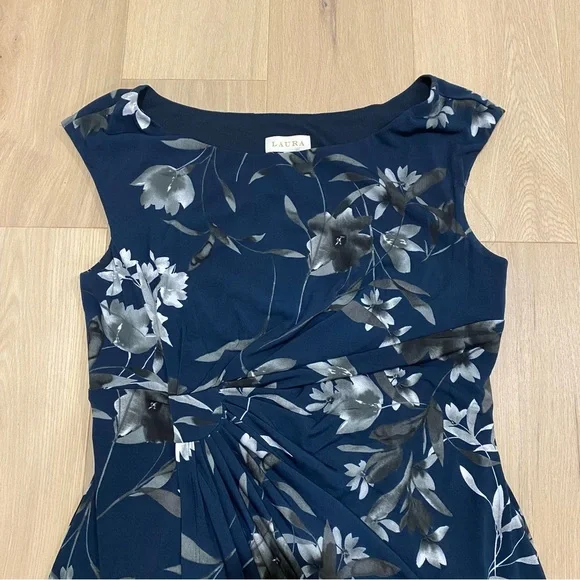 Laura | NWT Blue Floral Sleeveless Jersey Midi Dress 💙 - Picture 2 of 11